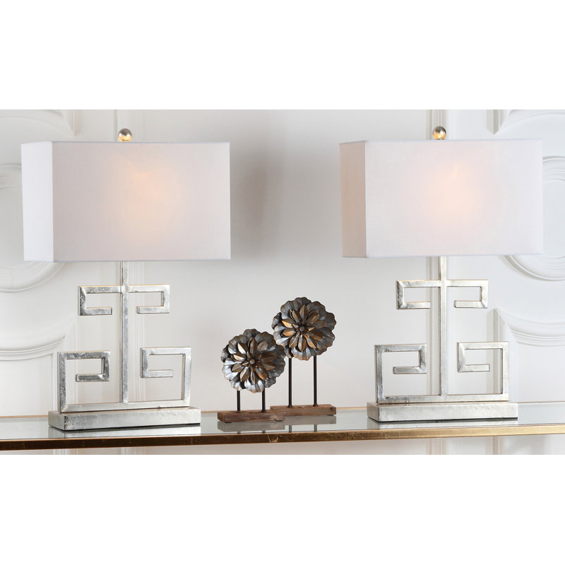 Keya Metal Table Lamp, Antique Silver