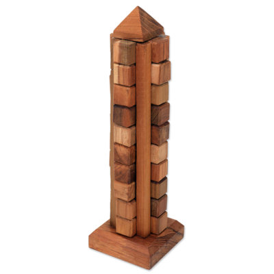 Sculpture de casse-tête en bois de teck