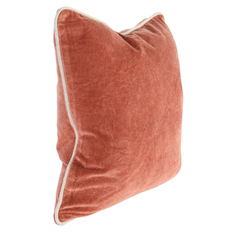 Goodall Velvet Pillow Cover & Insert, Square 18", Terra Cotta