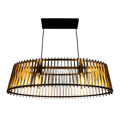 Luminaire suspendu en bois 2 lumières