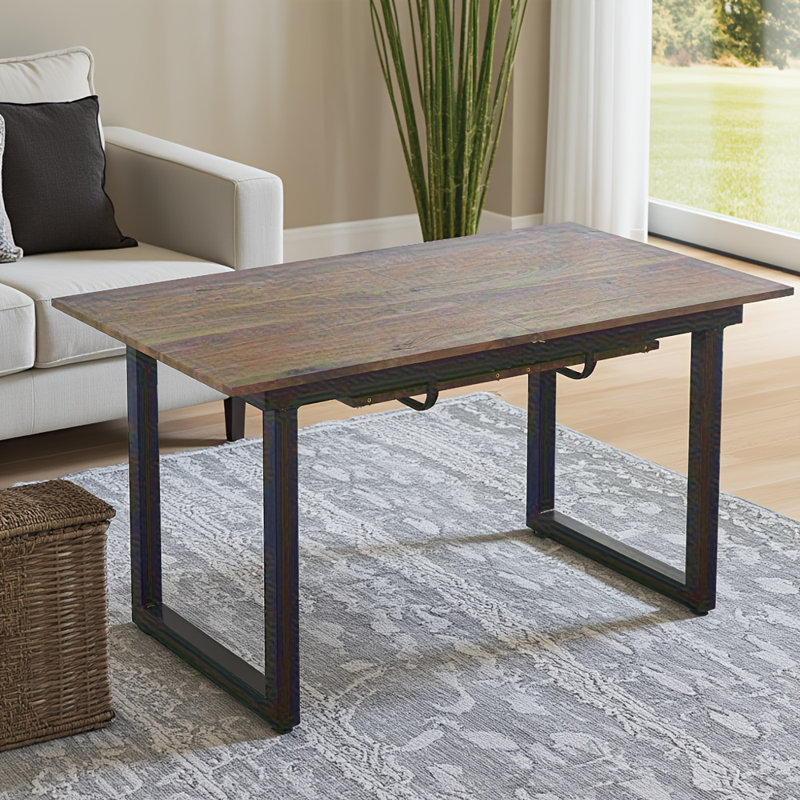 Table de salle à manger extensible, Noir, Noyer, H 29,13 po x l 70,86 po x P 31,49 po