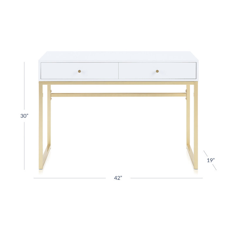 Leini 42'' Desk, White/Yellow
