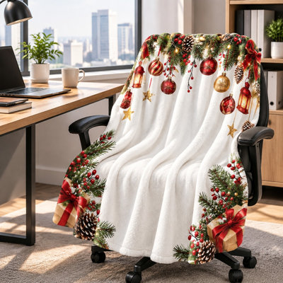 Plaid de Noël festif, linge de lit douillet en peluche, housse de canapé décorative, décoration de salon et de chambre, accessoires de décoration pour les fêtes