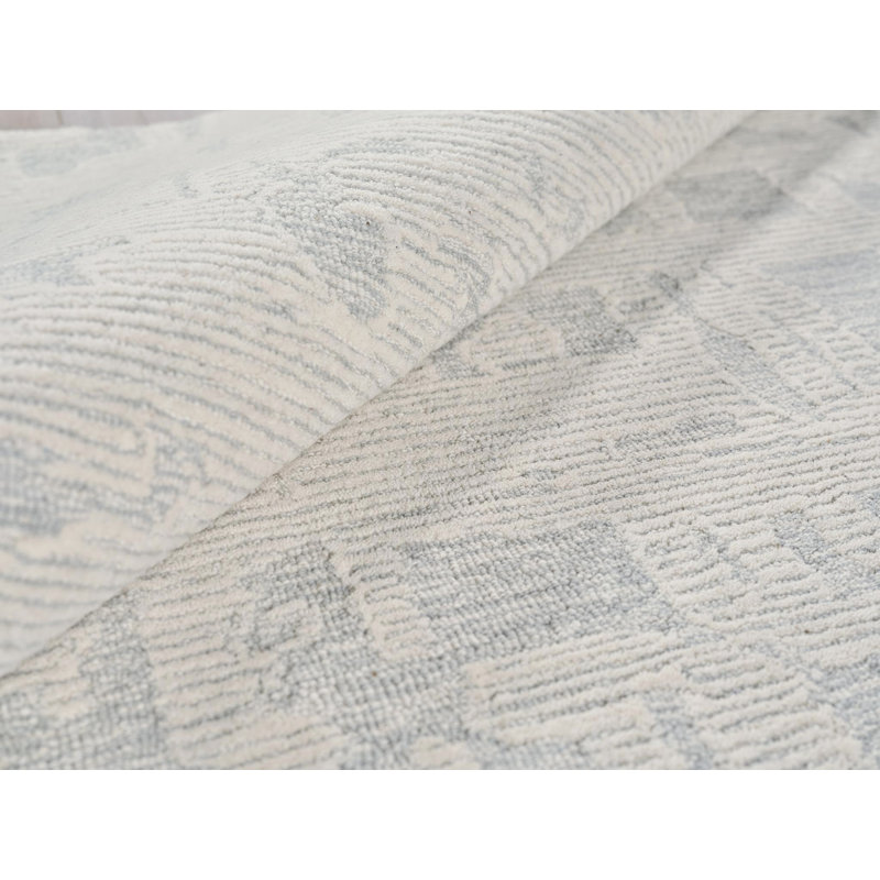Exquisite Rugs Handmade Hand-Tufted New Zealand Wool On Canvas Blue/Ivory Area Rug, Rectangle 9' x 12', Light Blue/Ivory