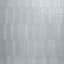 Light gray ceramic picket wall tile with a glossy finish in a stacked pattern.