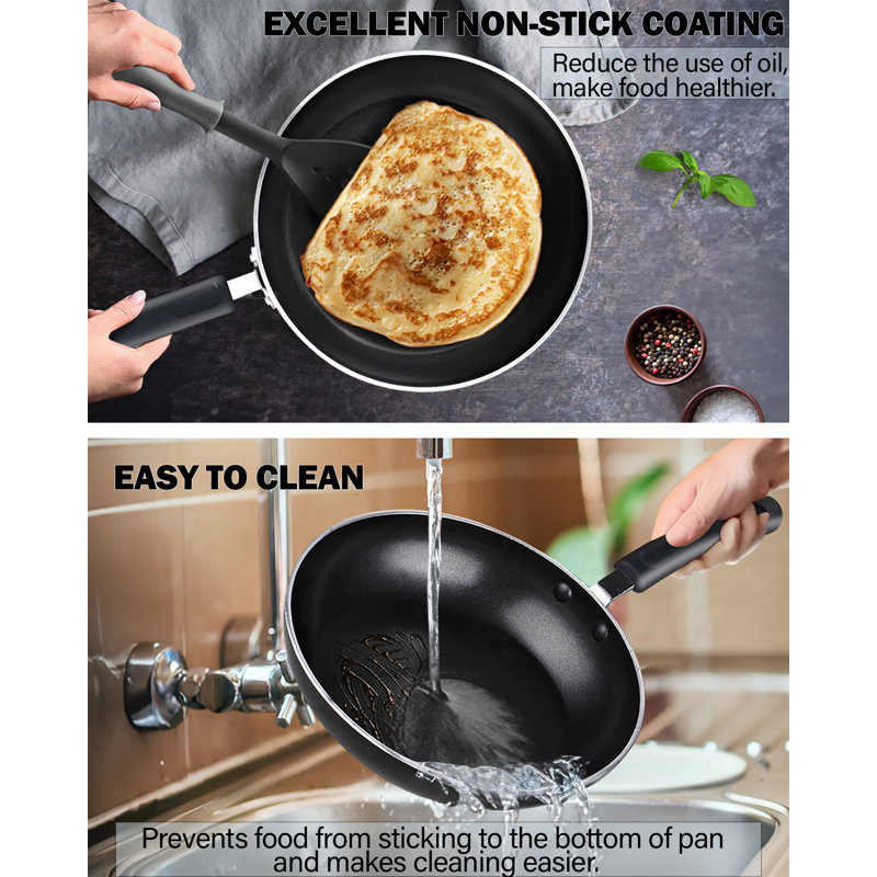 8-Piece Black Nonstick Aluminum Cookware Set