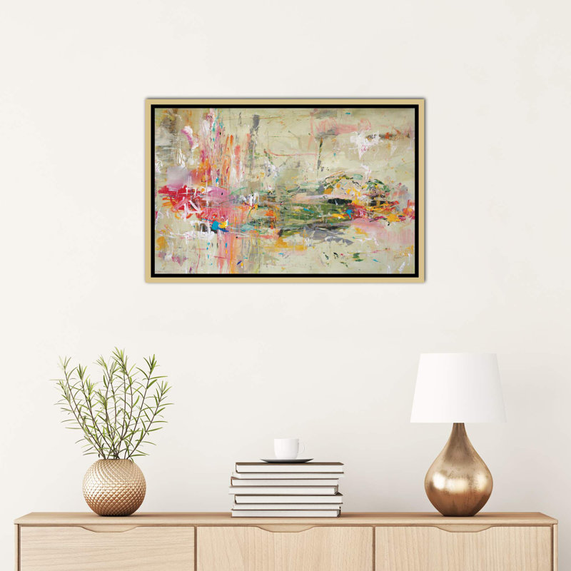 " Fast Track " by Julian Spencer, 40" H x 60" W, Gold, Picture Framed Canvas