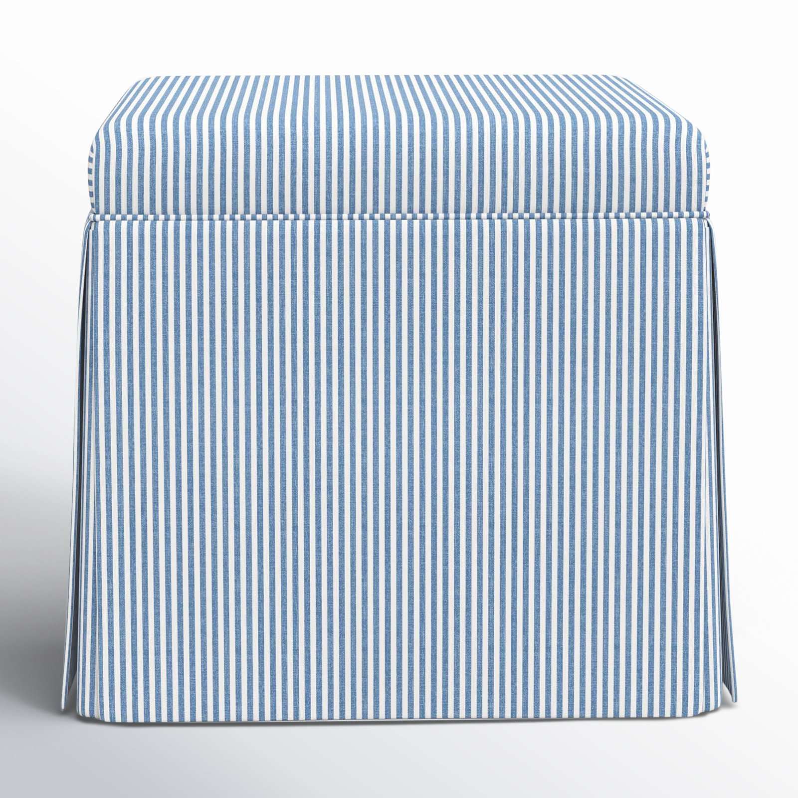 Jebb 20" Cotton Ottoman, Prep Stripe Blue