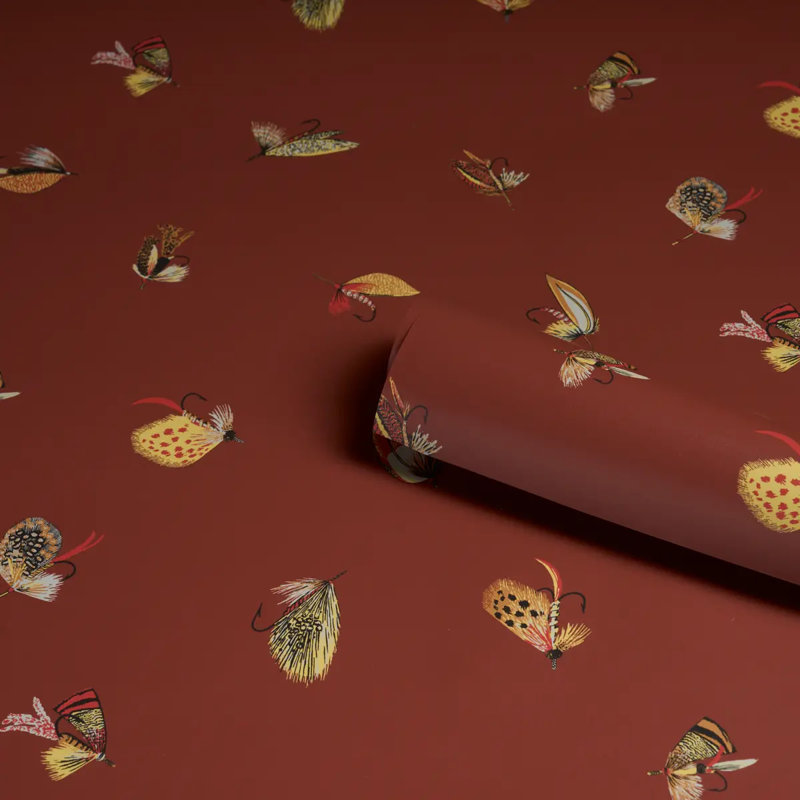 Fly Fishing Wallpaper Roll, Orange
