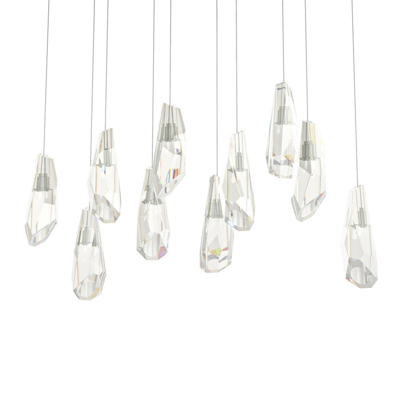 Luma 10 - Light Crystal Pendant, Sterling, 130" H