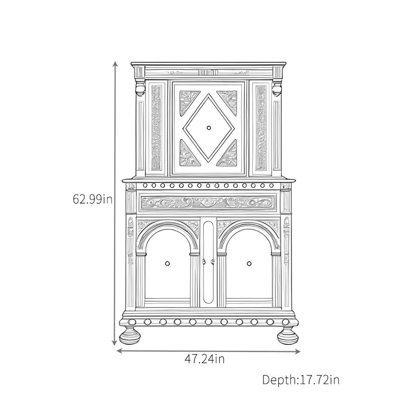 Buffet en bois de chêne massif 47,24 po Paez