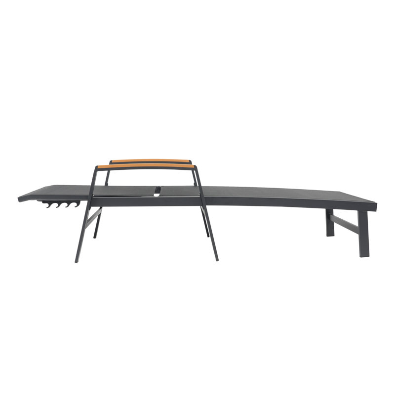 Chaise longue en filet Alfredo, Noir/naturel