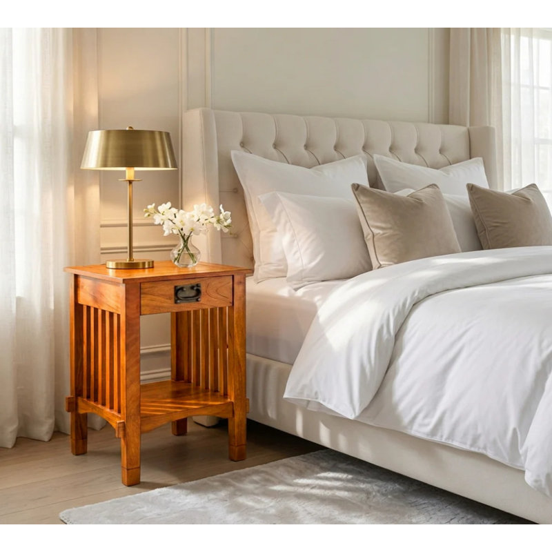  Table d'appoint en bois de manguier naturel pour chambre à coucher et salon - H 24 po
