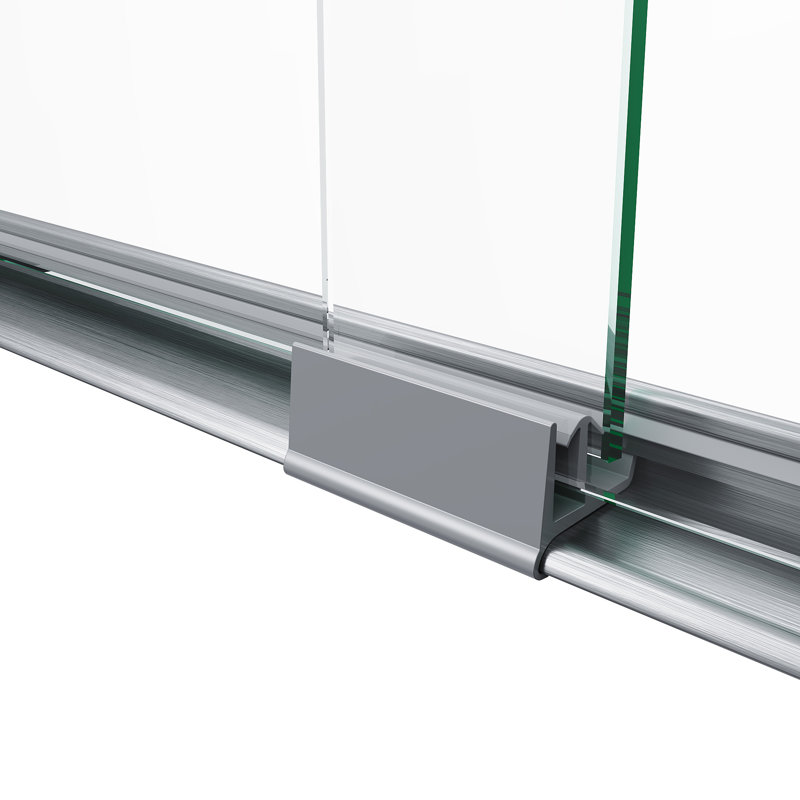Porte de douche en verre trempé semi-sans cadre à deux poignées en nickel brossé l 50 po x L 54 po x H 72 po, Brushed Nickel