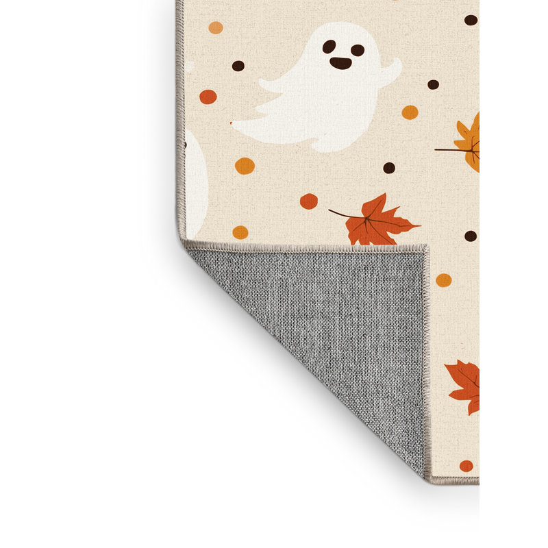 Machine Washable Myrtlewood Halloween Modern & Contemporary Abstract Rug in Beige – Beige Binding, 7x10