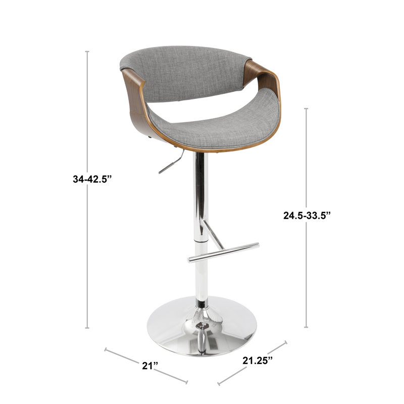 Tabouret de bar réglable Mid-Century moderne avec pivot en noyer et crème, 1 pièce, crème, hauteur réglable