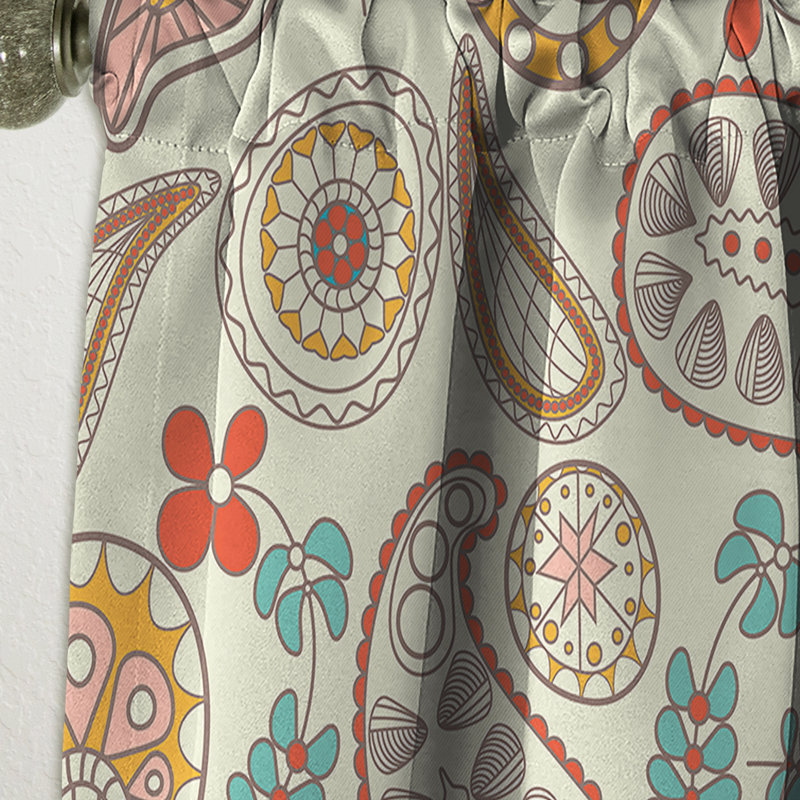 Motif cachemire - Rideau simple occultant à motif cachemire rétro, L 52 po x L 63 po