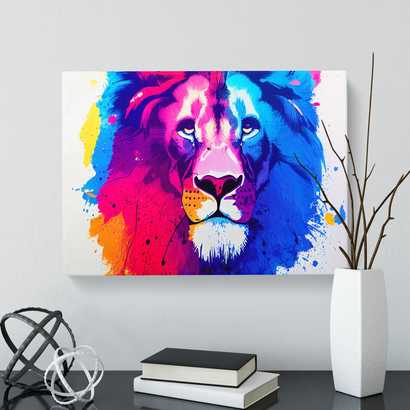 Colourful Lion Vol.4 Abstract - Wrapped Canvas, 35cm H x 50cm W x 3cm D