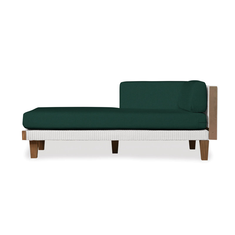 Catalina Outdoor Teak Chaise Lounge, White, Beach Navy