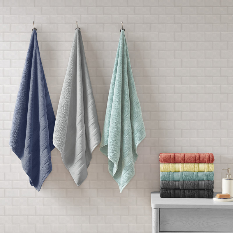 Ensemble de serviettes de bain anti-microbiennes 6 pièces 100% coton Adrien, Bleu