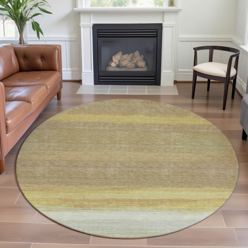 Premium Machine Washable Alijah AMF1272 Stripes Rug, Round 8'