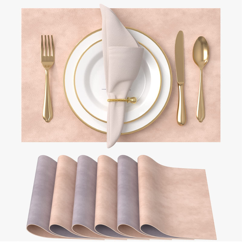 Faux Leather Placemat, Pink/Lilac