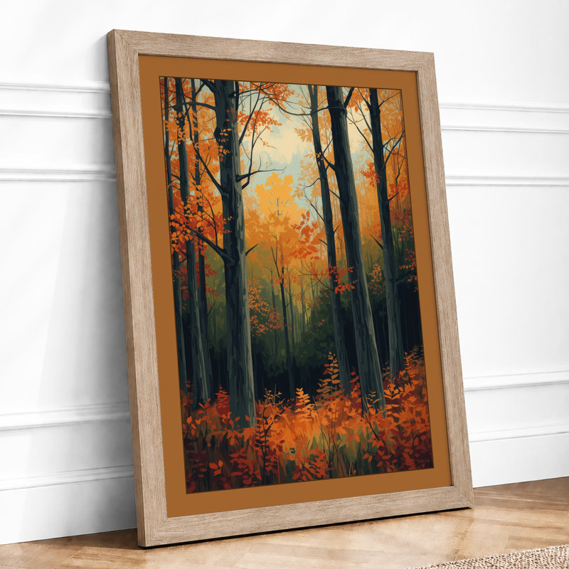 Autumn Forest Path Rustic - Framed Print, A3 - 42.0 x 29.7 cm, Oak