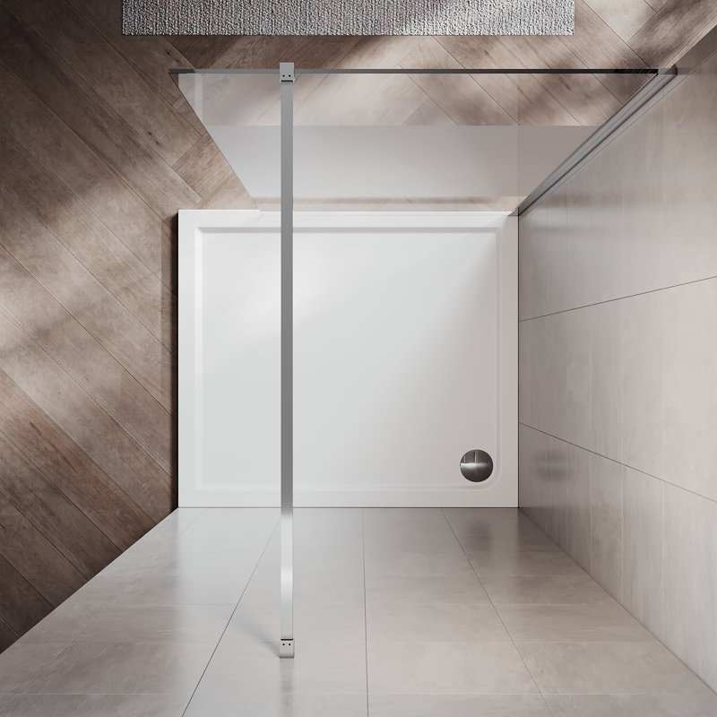 28”W*72”H Frameless Shower Screen with 8mm Semi-frosted Easy to Clean Glass, Chrome