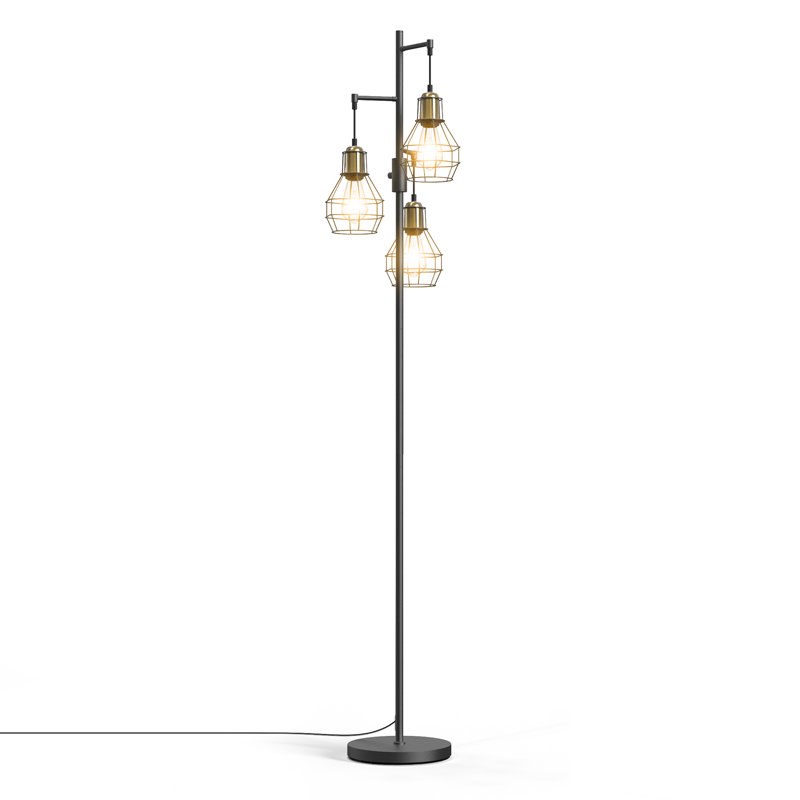Andriel 175CM Polished Floor Lamp 3 Dimmable Lights, Standing Reading Light Lamp For Bedroom, Living Room
