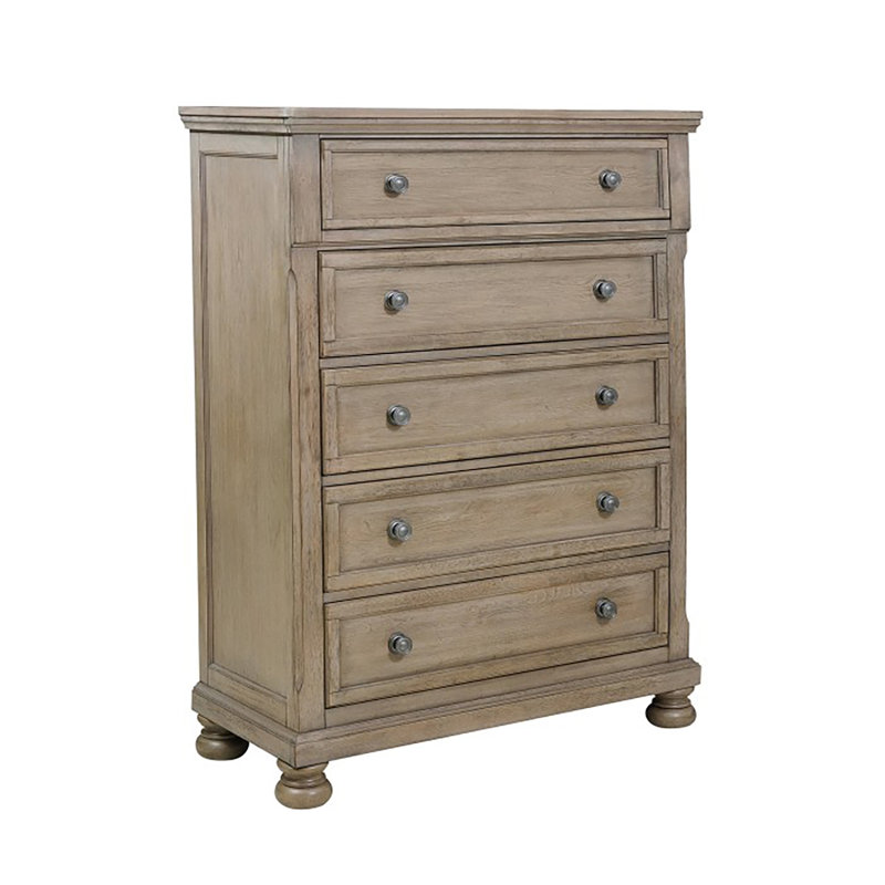 Commode 5 tiroirs Aleira, Gris