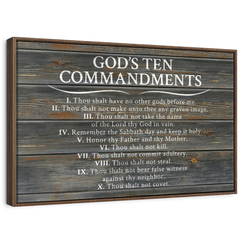 Ten Commandments, 37" X 25", Floating Frame Walnut