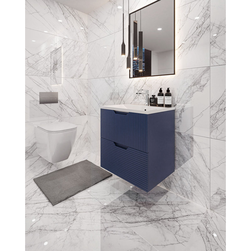 Jewellee Single Bathroom Vanity Unit 600mm Wall Hung