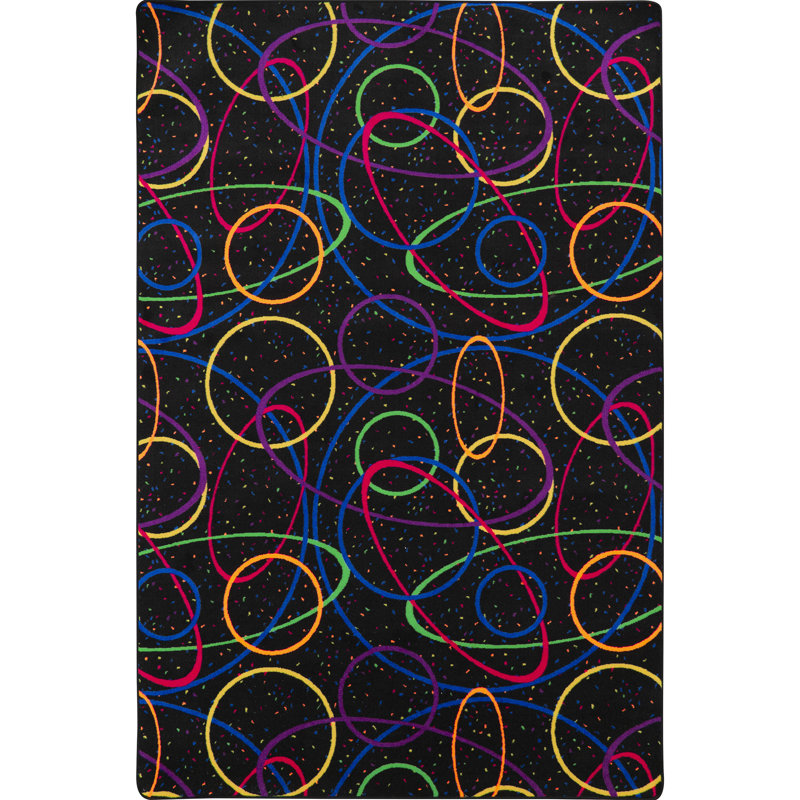Neon Glow Black Synthetic 4' x 6' Tufted Gaming Area Rug