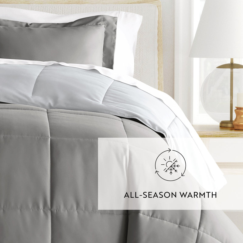 Twin Gray Reversible Down Alternative Microfiber Comforter Set
