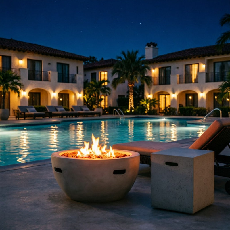 40,000 Btu Bowl Shaped Mgo  Propane Fire Pit With Tank Cover