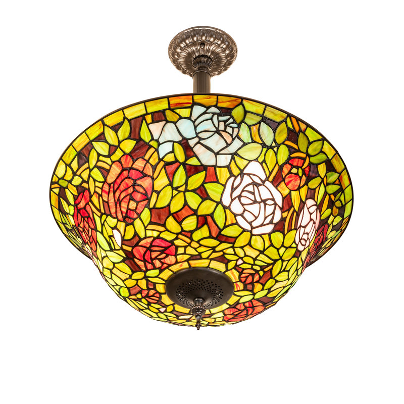 16" Wide Tiffany Rosebush Pendant
