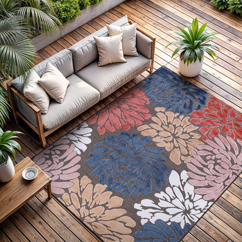 Tapis floral intérieur / extérieur, Rectangle 6 pi x 9 pi