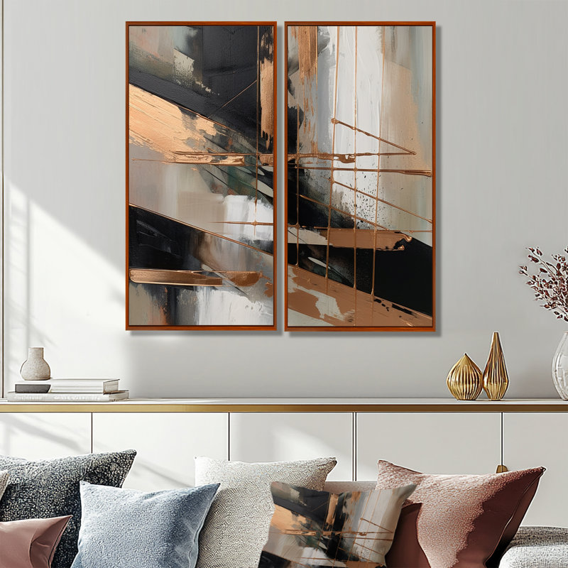 Brun et noir au-delà des limites III - art mural moderne, 20" H x 24" W, Brown, Impression encadrée flottante