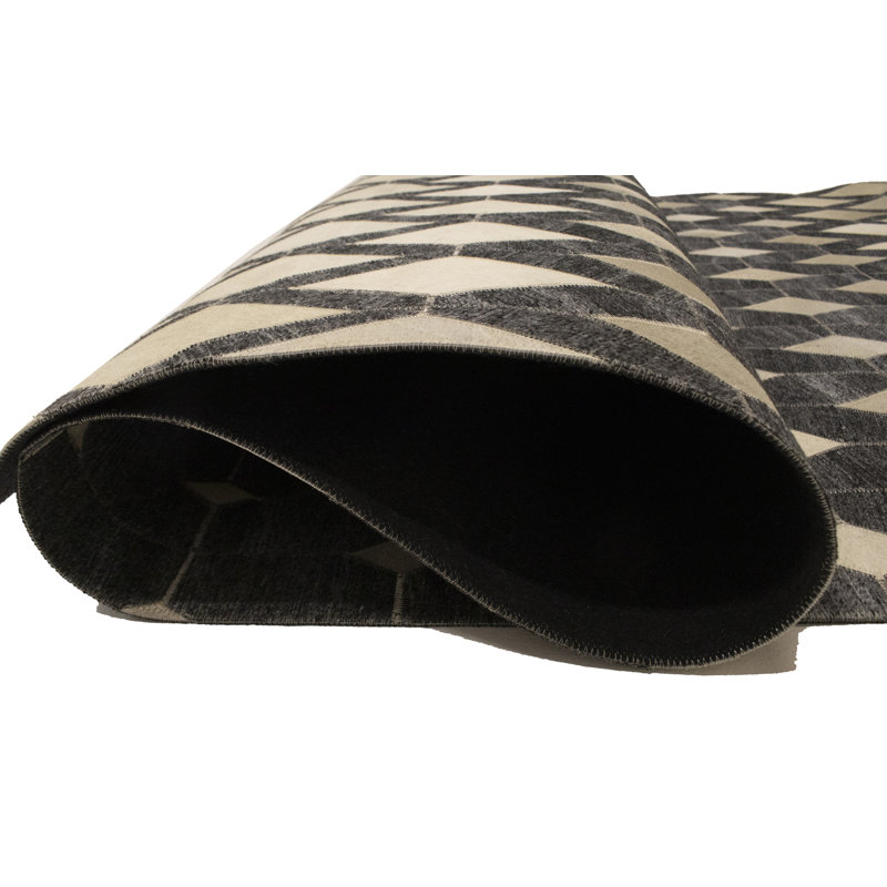 Tapis oriental gris moderne en cuir et similicuir 6X6, Rectangle 5 pi x 8 pi