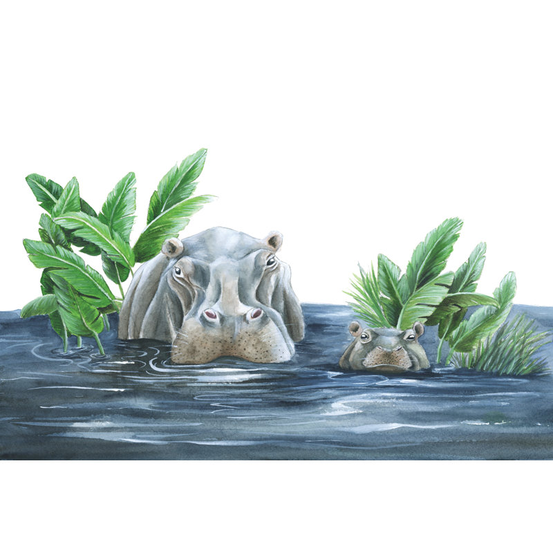 "Hippos" par Leah Tedesco sur, Pas de tapis, H 8 po x l 12 po, Toile tendue