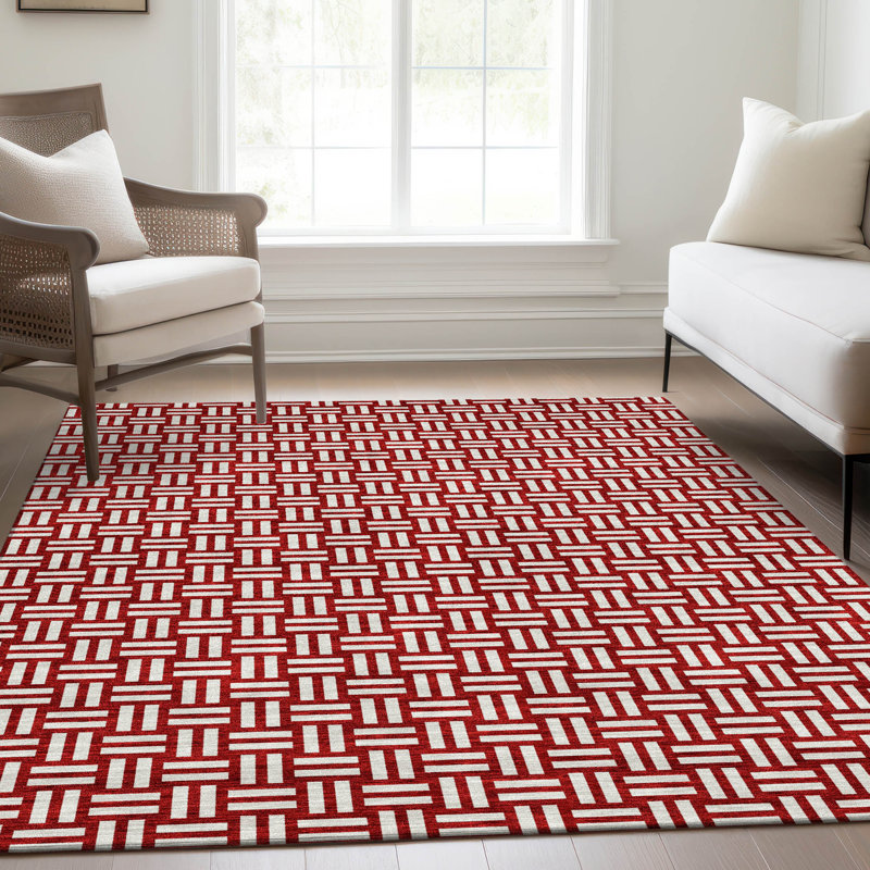 Tapis rouge Prisco lavable à la machine de qualité supérieure, Rectangle 2 pi 6 po x 3 pi 10 po