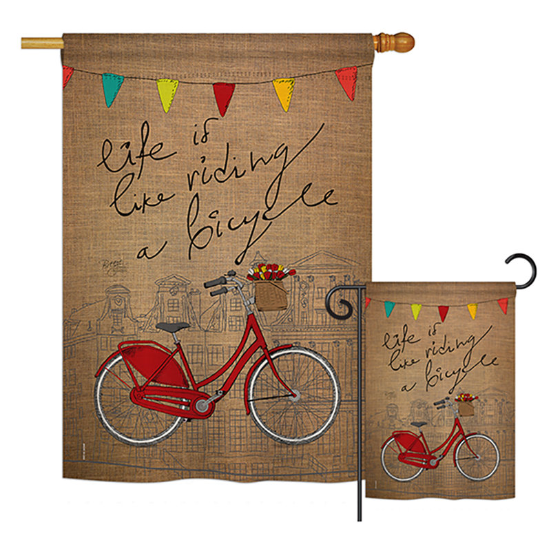 Vélo de vie, "sports life interets" , maison verticale en polyester de 2 côtés 40 x 28 po ensemble de drapeau