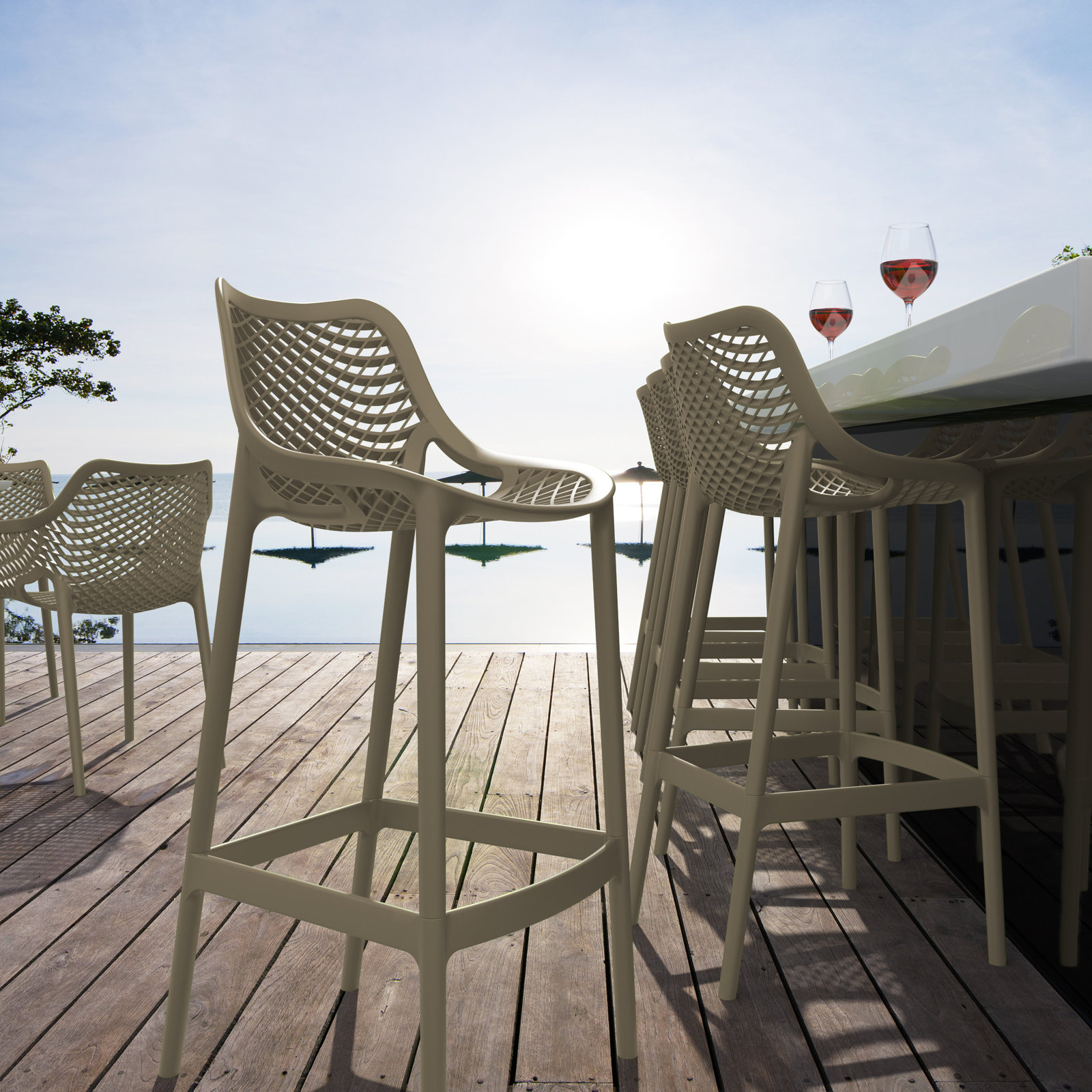 Farrah Patio Bar Stool, Taupe, 29.5"