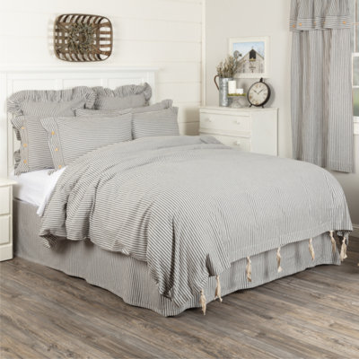 Farmhouse Ticking Gray King Duvet Cover