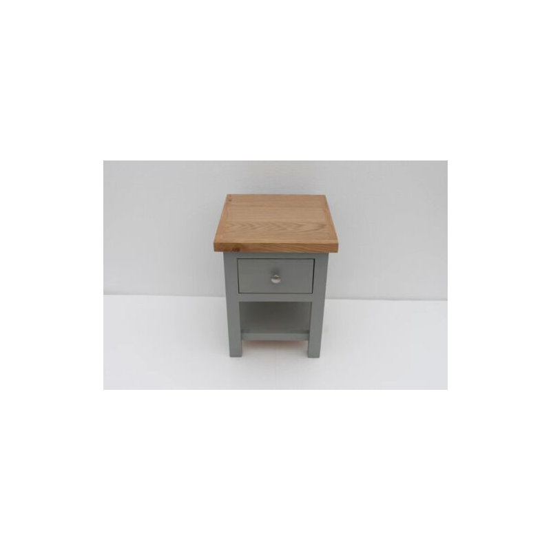 Zeb 36cm W Solid Wood Bedside Table, Light Grey