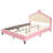 Princess PU Leather Bed with Crown Fantasy Design, Tufted Headboard, Pink-397519222