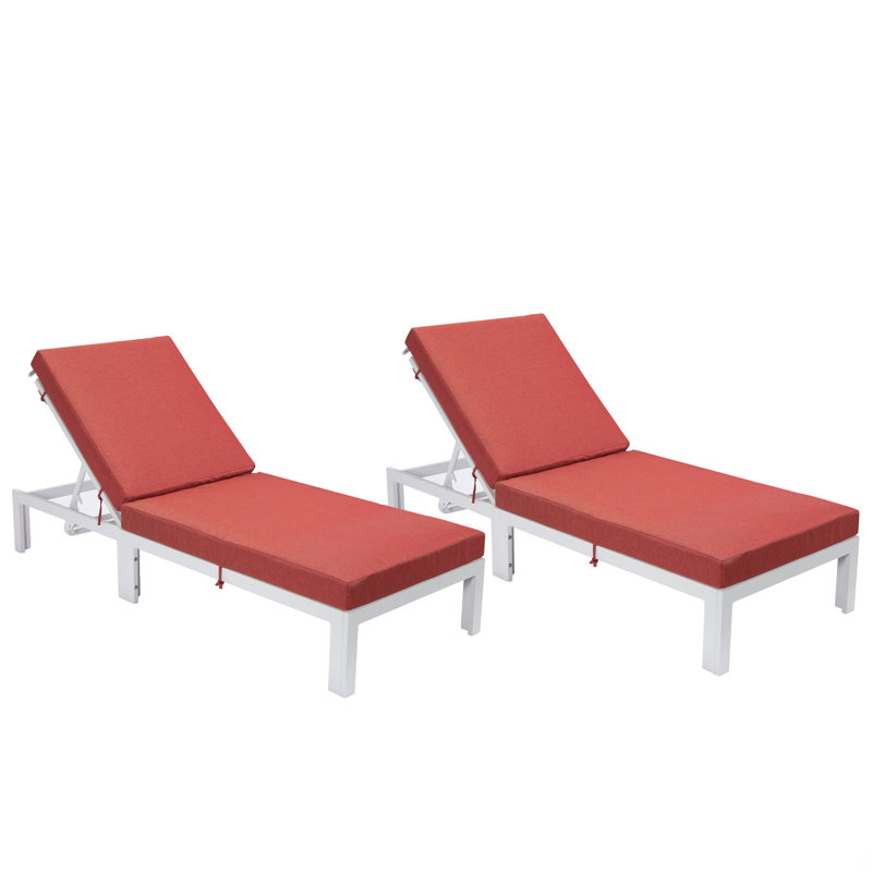 Chelsea Outdoor Metal Chaise Lounge , Cushion Included, Red