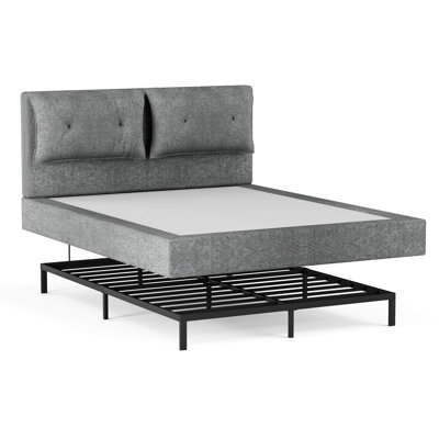 Airframe Upholstered Bed Frame, A Low, Cloud-Style Bed Frame With A Double-Layered Upholstered Headboard, 360° Soft Foam Edging, And A Metal Base; Eas