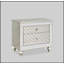 Table de chevet à 2 tiroirs Glam avec façades à motif de losanges et décorations en miroir