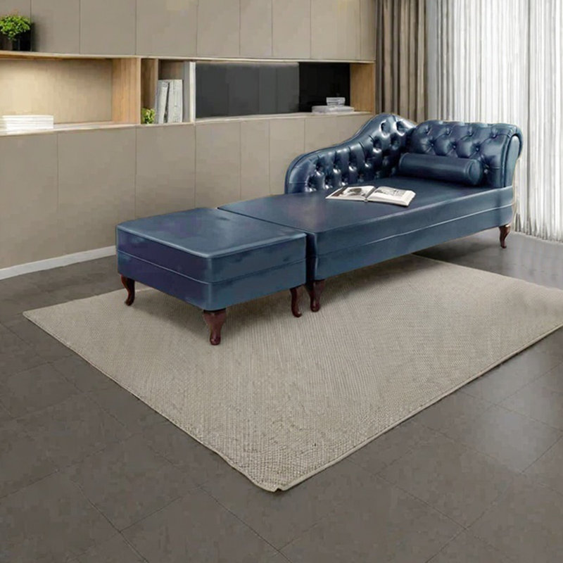 Éponge légère de luxe et fauteuil inclinable en bois massif, Orienté à droite, Bleu très foncé, Brun